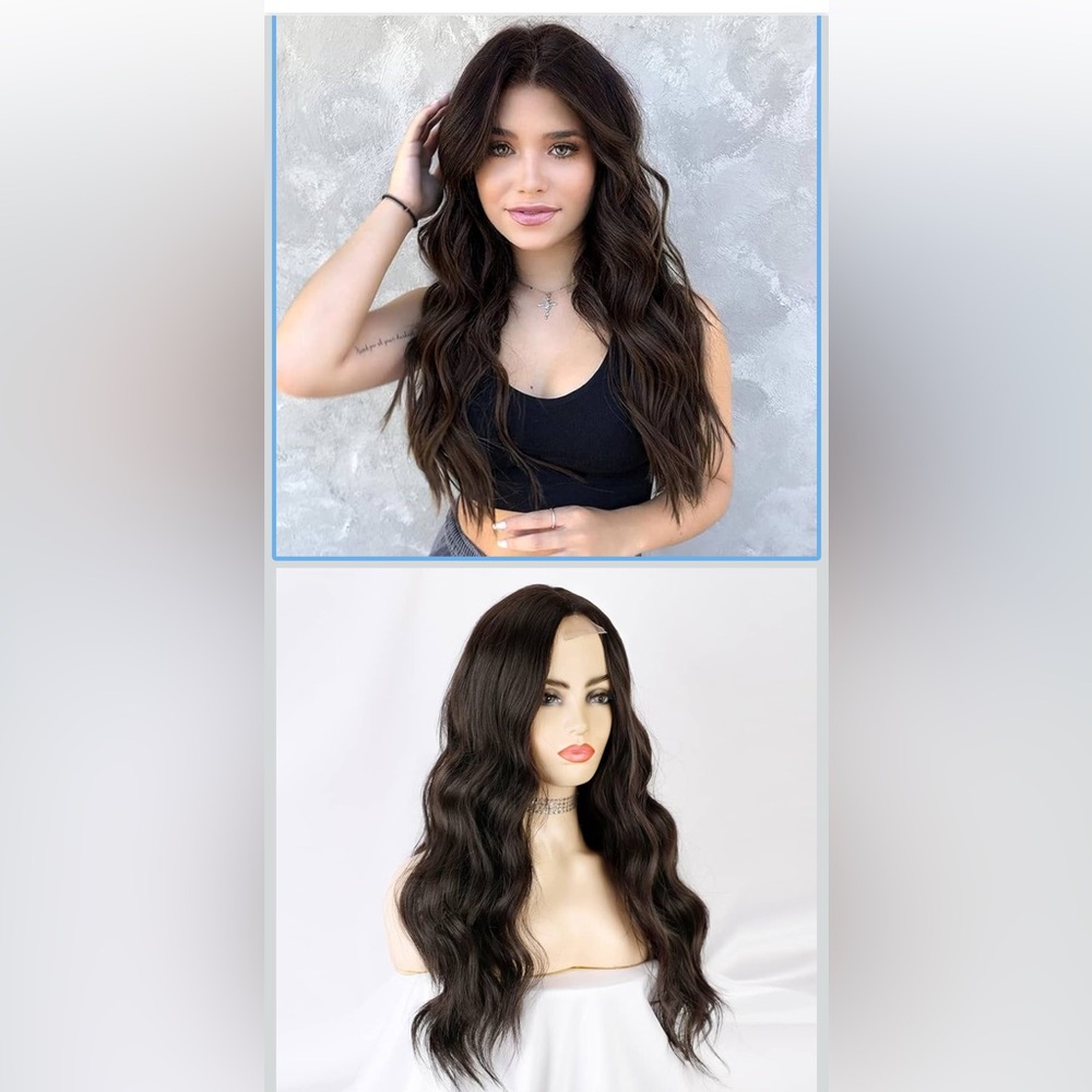 Elegant Long Brown Wavy Hair Wig